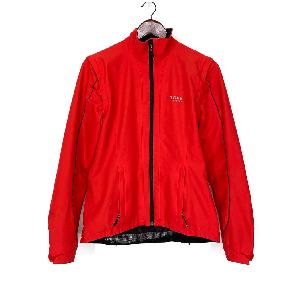 Gore Bike Wear Windstopper Active Shell Red Cyclist Jacket Multi Pocket Sz Small